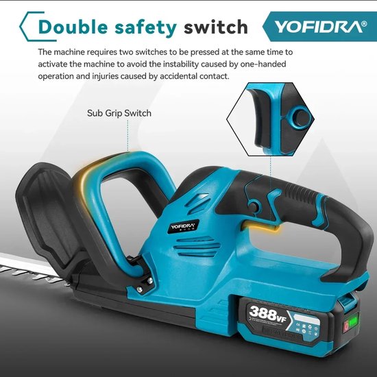 CYRO - Elektrische Heggenschaar - Heggenschaar Accu - Heggenschaar Elektrisch - 2 Batterijen - 15000 R/Min - 2000W - Snoeischaar Elektrisch - Grasmaaier Tuin Landschapsarchitectuur Heggenschaar Trimmer Tool van CYRO — afbeelding 3