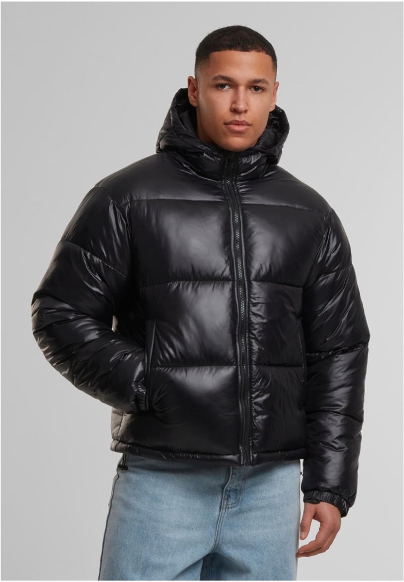 Urban Classics Shiny With Hood Gewatteerd jack XL Zwart
