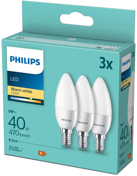 Philips Warm White E14 40 W LED-lampen – 3 st