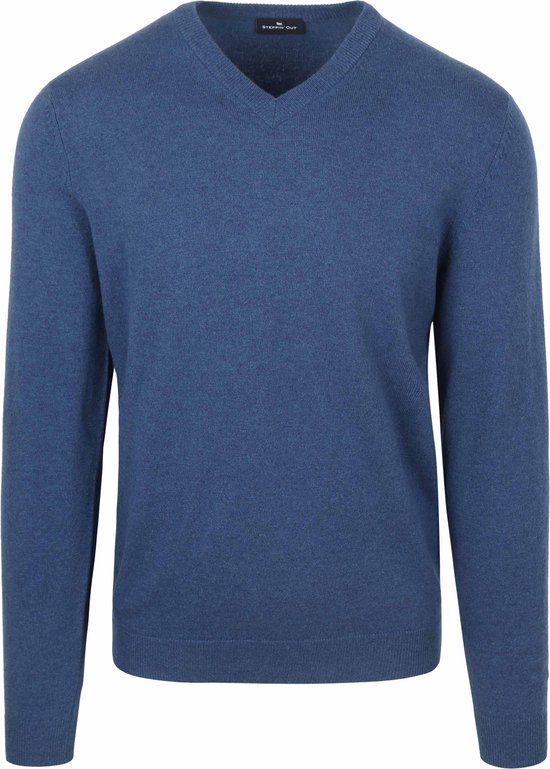 Pull col V en laine mérinos Steppin' Out Blauw moyen - Taille XXL - Homme - Pulls