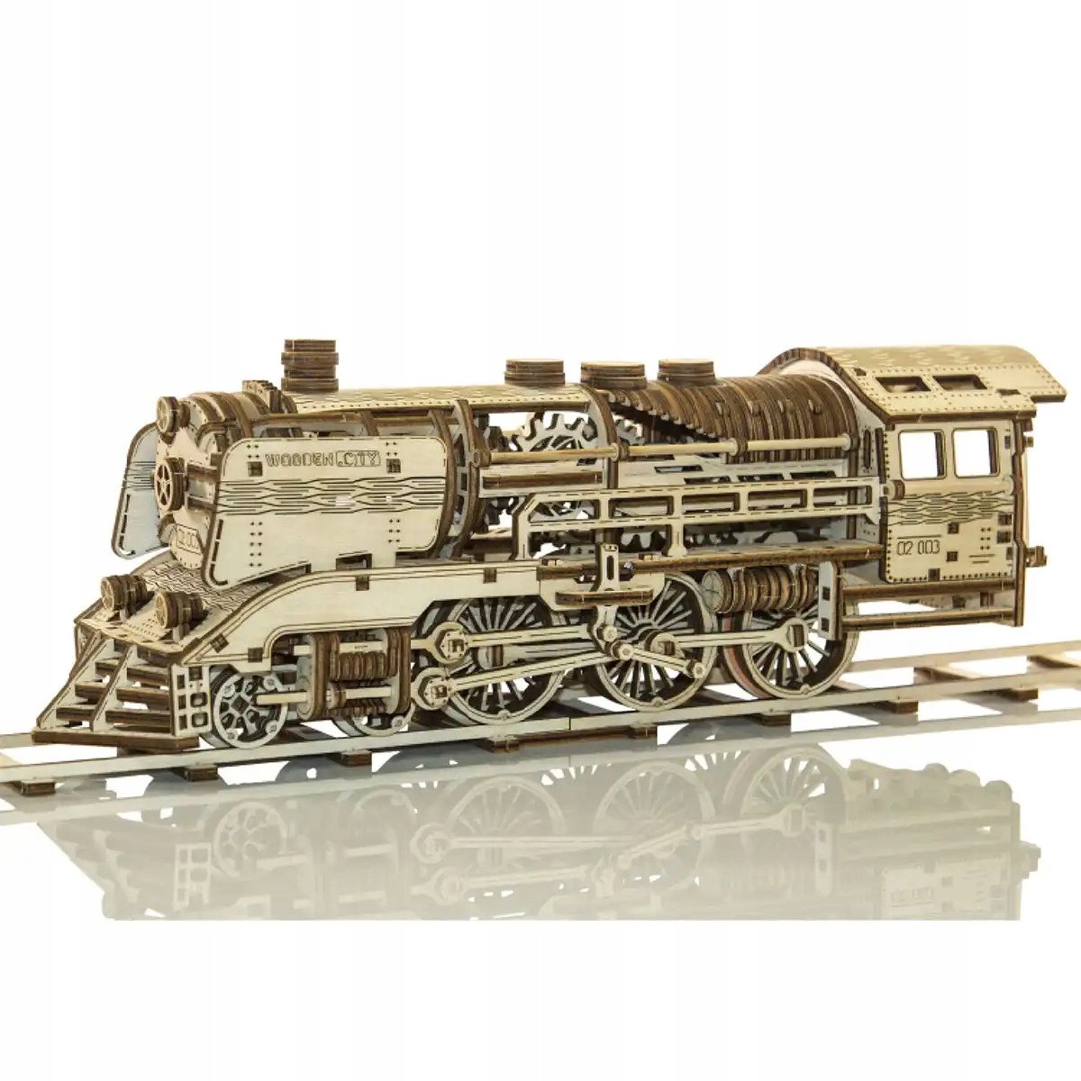 Houten 3D Puzzeltrein met rails - Mechanisch model
