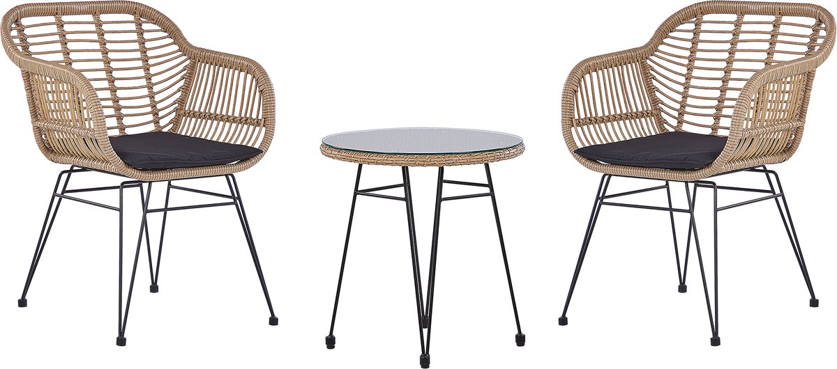 Bol.com BELIANI TROPEA II - Bistroset voor 2 - Natuurlijk - PE rotan aanbieding