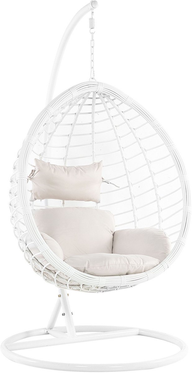Beliani FANO - Hangstoel - wit - PE rotan
