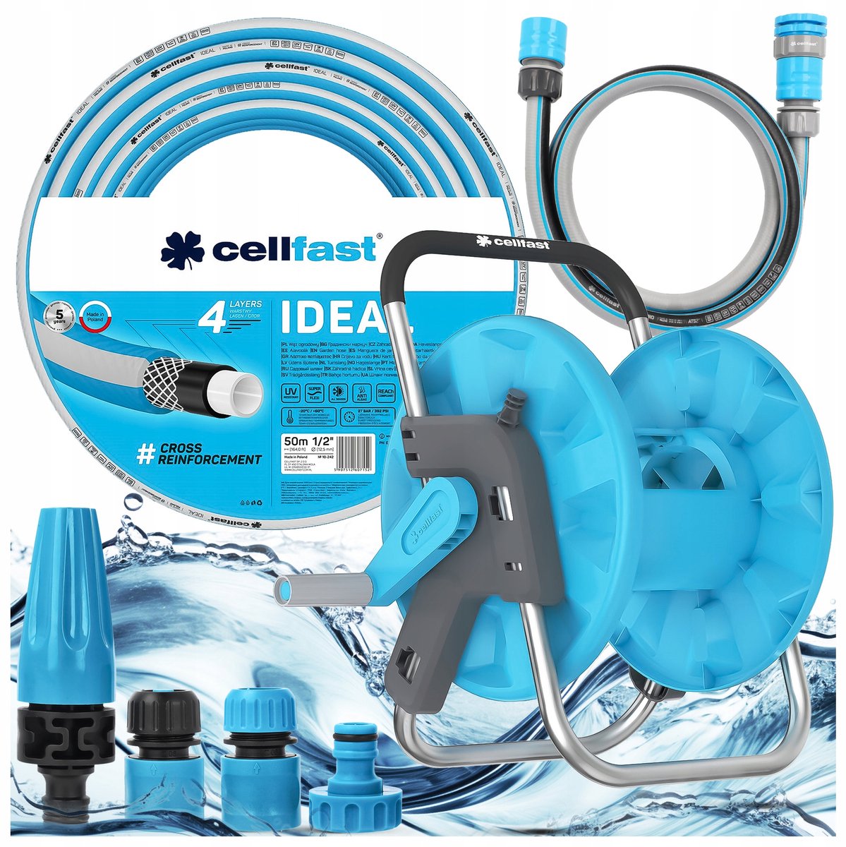 Tuinslang 1/2" 50m Set met spuitpistool en slanghouder