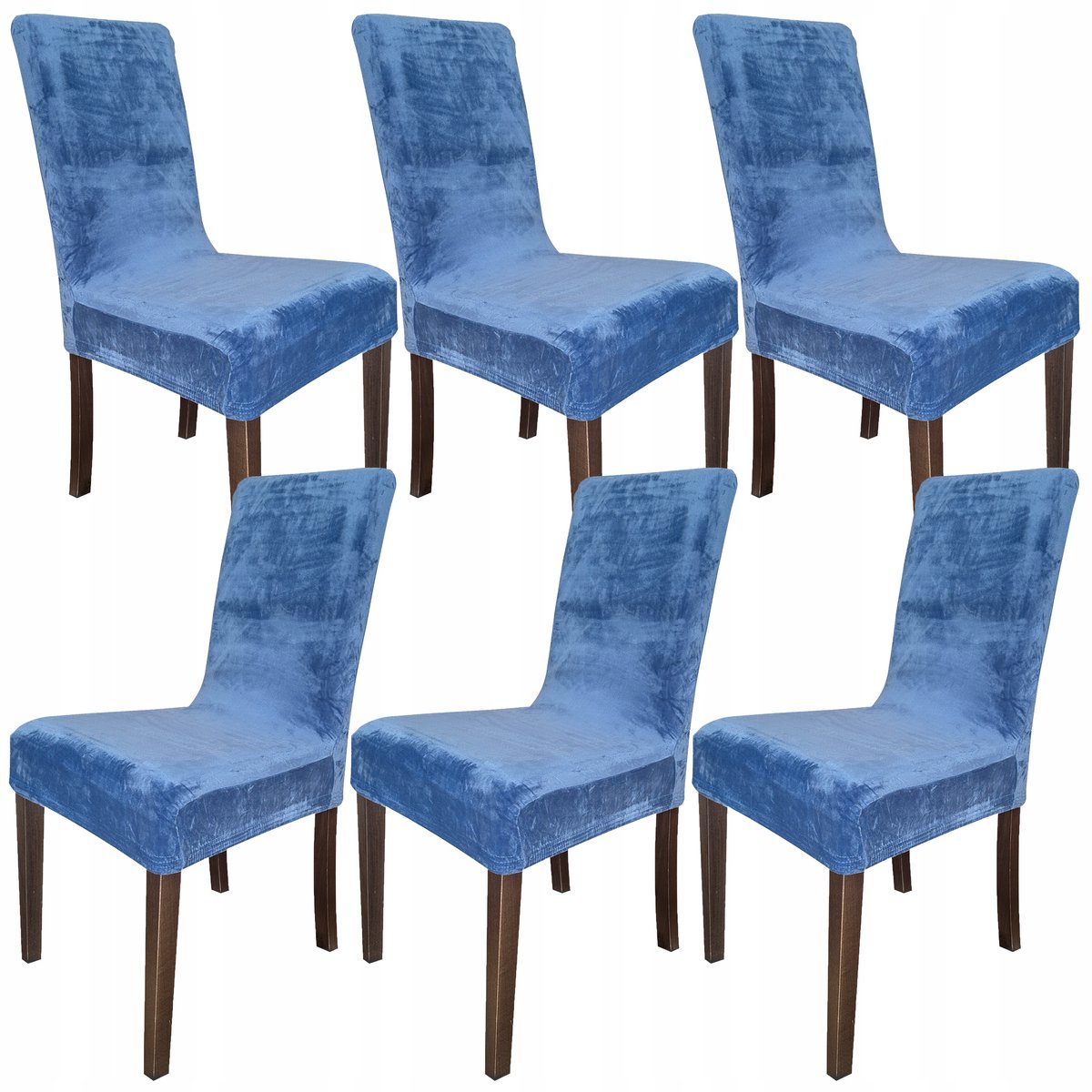 Universele Velours Stoelhoes Blauw - Set van 6
