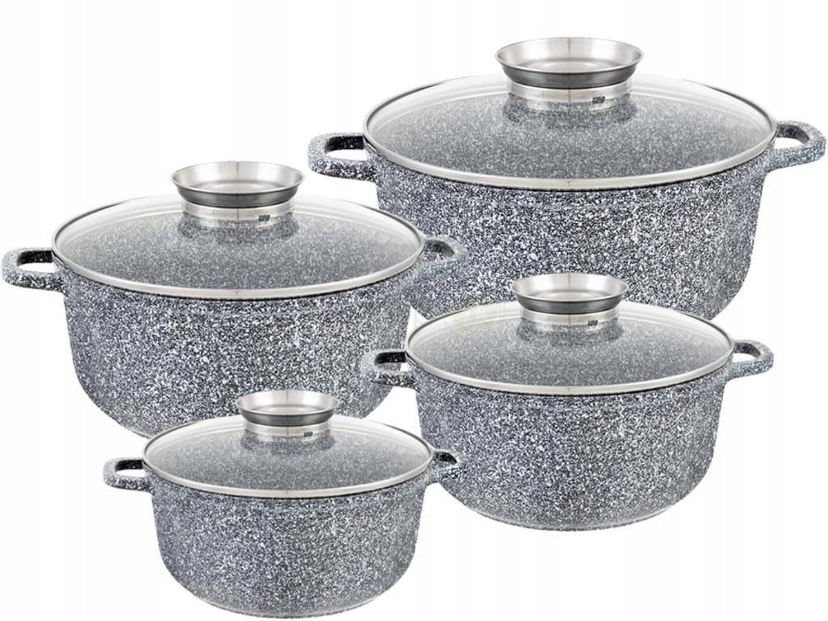 KlönBerg KB-3922 Marmeren Pannenset 8 Delen met Deksel