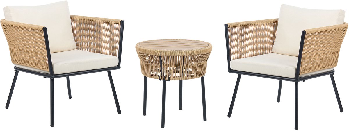 Bol.com BELIANI GARGANO - Tuinset - Lichtbeige - PE rotan aanbieding