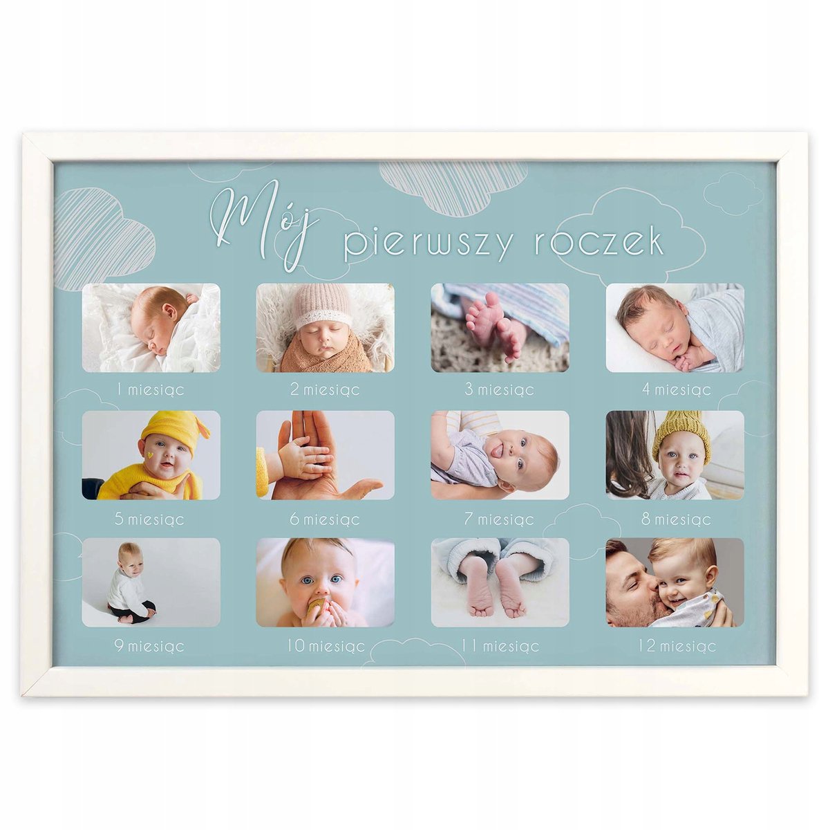 Multifoto lijst "Mijn Eerste Jaartje" Wit Hout 21x30 cm
