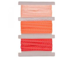 Oranje Rood Gestippelde Satijnen Lint 3m - Decoratie & Cadeauverpakking
