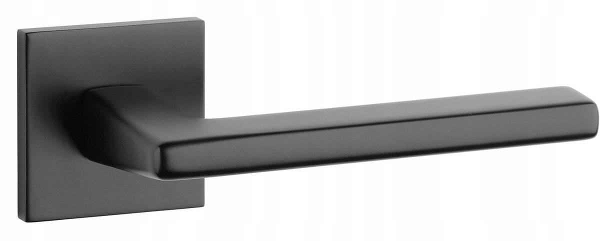 Moderne ARTA SLIM deurklink, mat zwart, vierkante rozet, 7mm dik