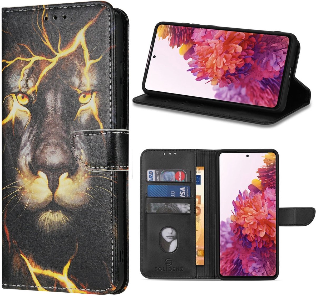 Solidenz hoesje - Geschikt voor Samsung Galaxy A56 / A36 - Bookcase - Leeuw