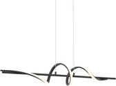 QAZQA wokkel - Design LED Hanglamp voor boven de eettafel | in eetkamer - 1 lichts - L 112 cm - Zwart - Woonkamer