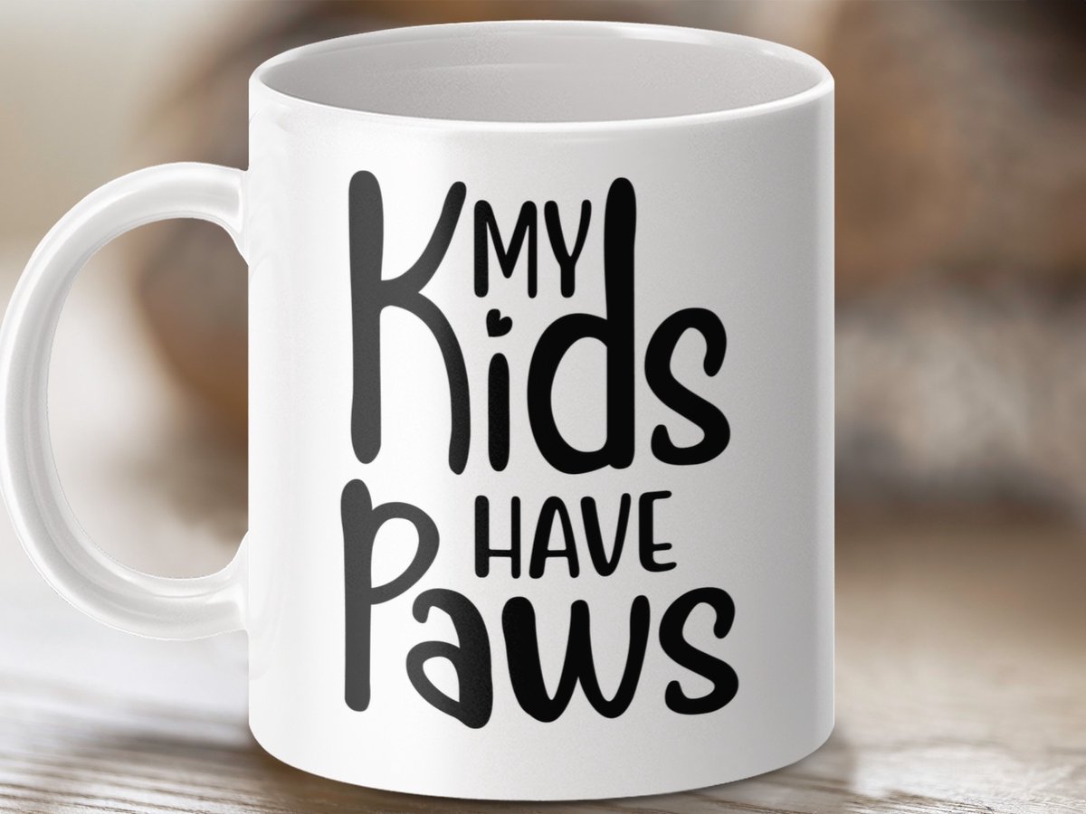 Mok - Mijn Kinderen Hebben Pootjes, Honden Mama, Katten Papa Cadeau, Dieren Liefde, Gepersonaliseerde Koffiemok, Grappige Mok
