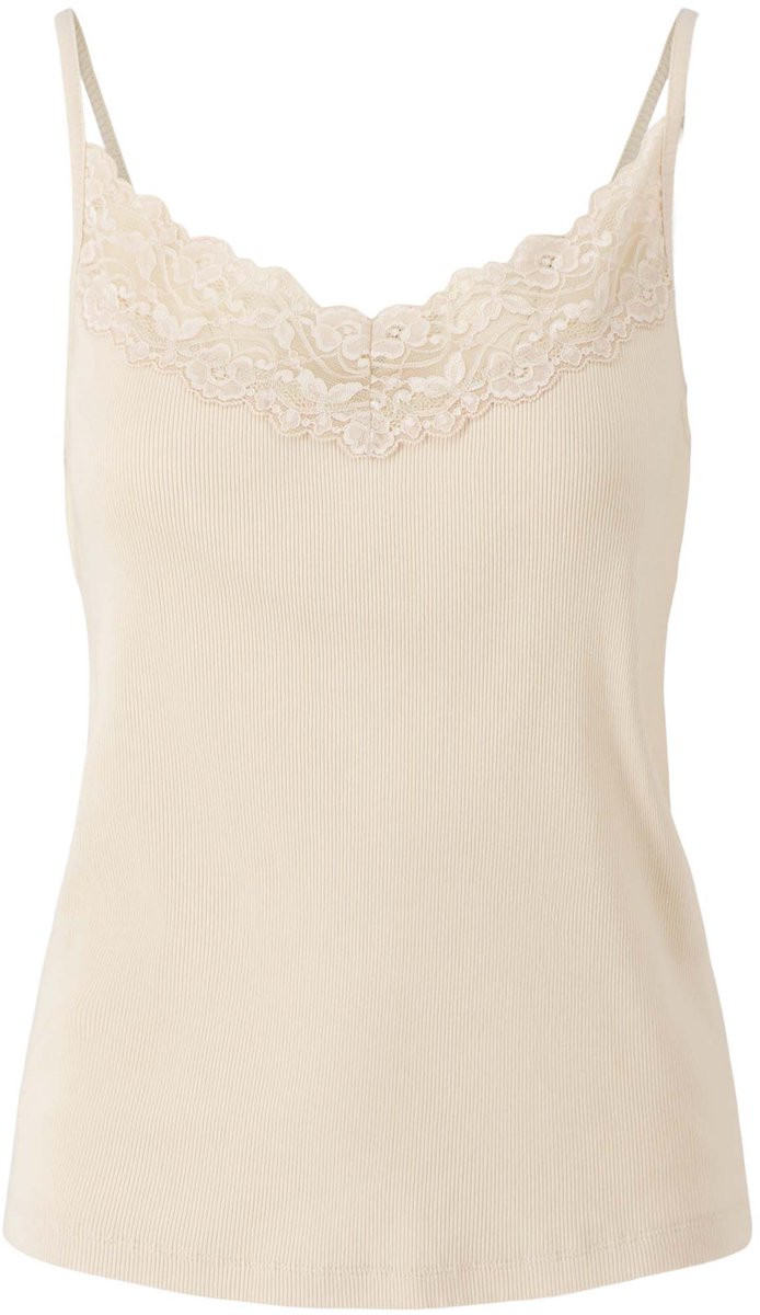 Zusss Spaghetti Top Met Kant Beige