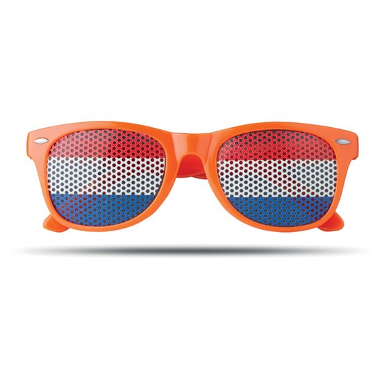 Pinhole zonnebril - Festival bril - Koningsdag - Nederlandse vlag - Volledig omrand montuur - Rood/wit/blauw/oranje