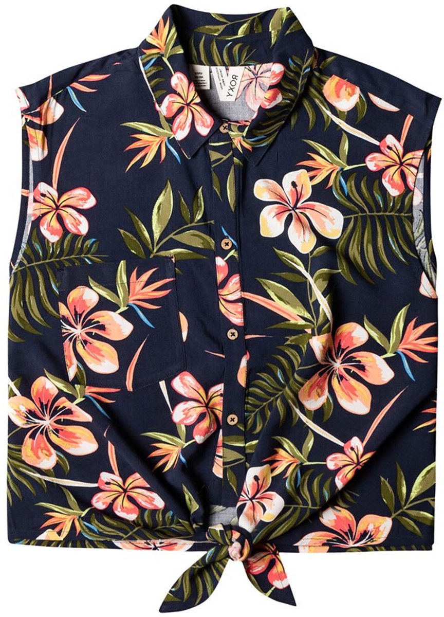 Roxy View Mouwloze V-hals T-shirt Veelkleurig S Vrouw Mood Indigo Tropical Depht