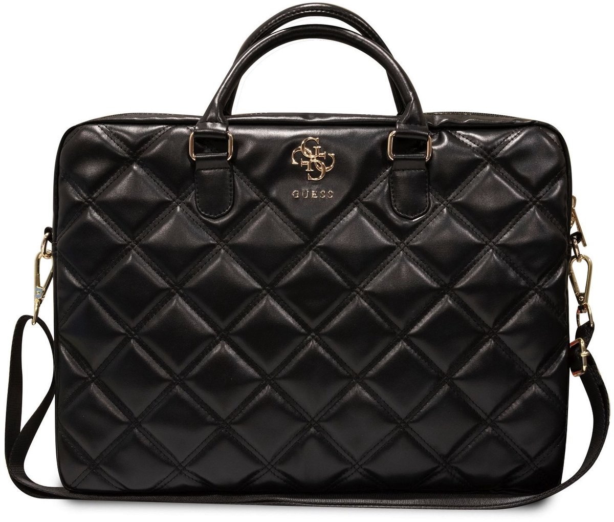 GUESS Quilted 4G Metal Logo Laptop Tas - 15/16 inch - Zwart