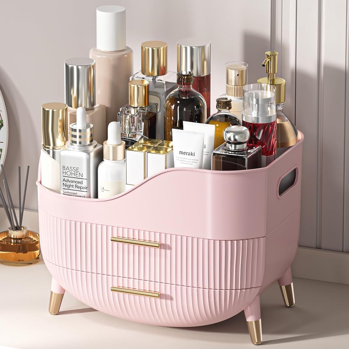 Ibenzoa® Stijlvolle en functionele make-up organizer met lades en draaggreep