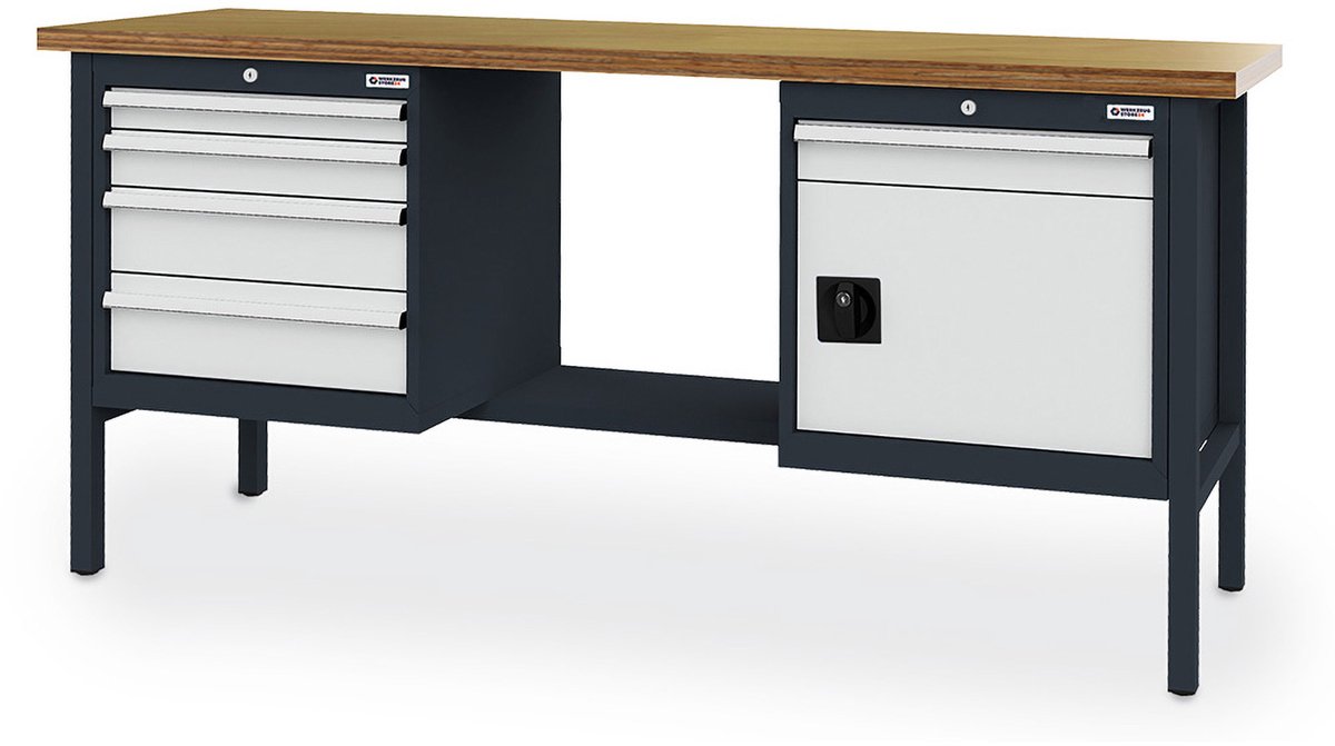 WS24 Bakvormige werkbank B x D x H 2.000 x 600 x 960 mm - WS24-10...