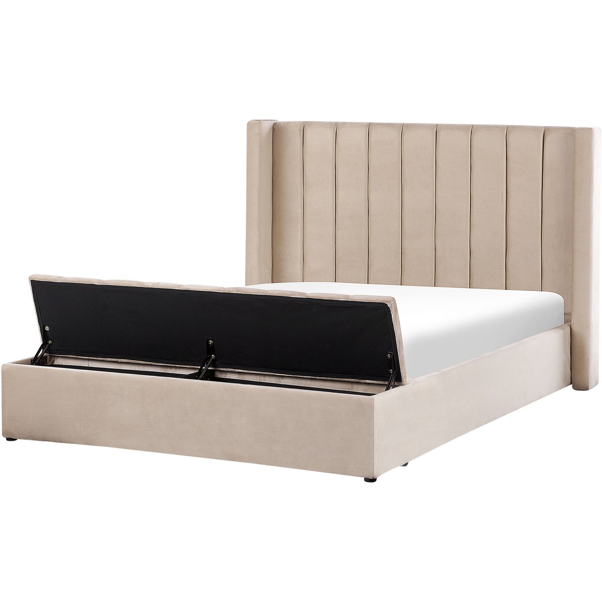 BELIANI NOYERS - Bed met opbergruimte - Beige - 160 x 200 cm - Fluweel