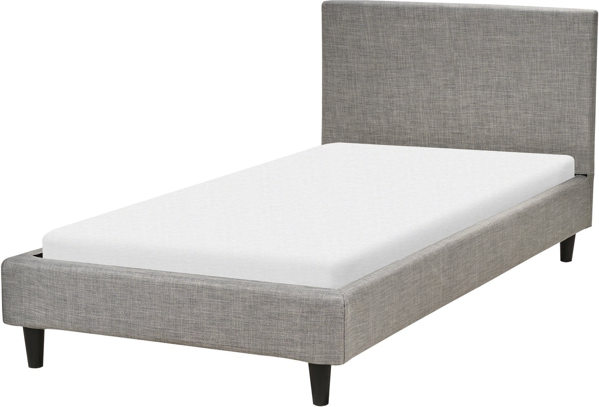Beliani FITOU - Eenpersoonsbed - Lichtgrijs - 90 x 200 cm - Polyester