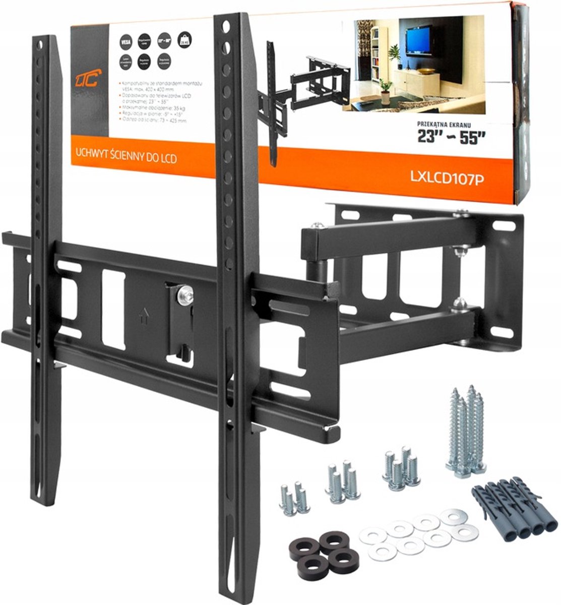 Draaibare TV Muurbeugel 23-55 inch | LCD-LED-plasma | VESA-vermogen van 35 kg