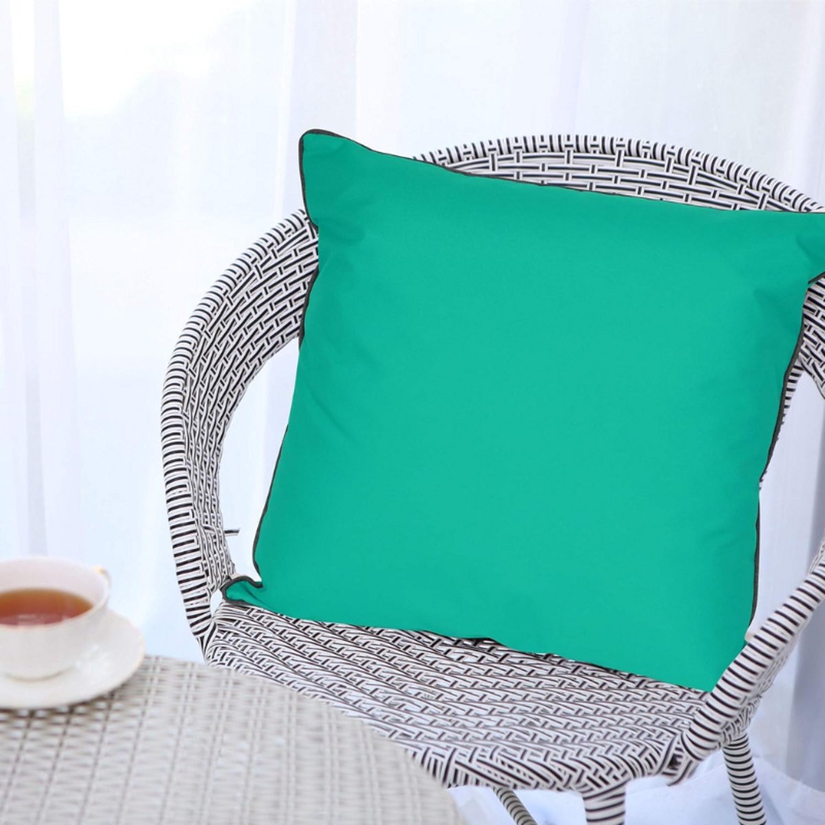 BOG Cushion 60 × 60 cm Set 2 – Waterafstotende Turquoise Kussenhoezen Zonder Vulling – Waterbestendige Tuinkussenhoes Oók Voor Binnen groente