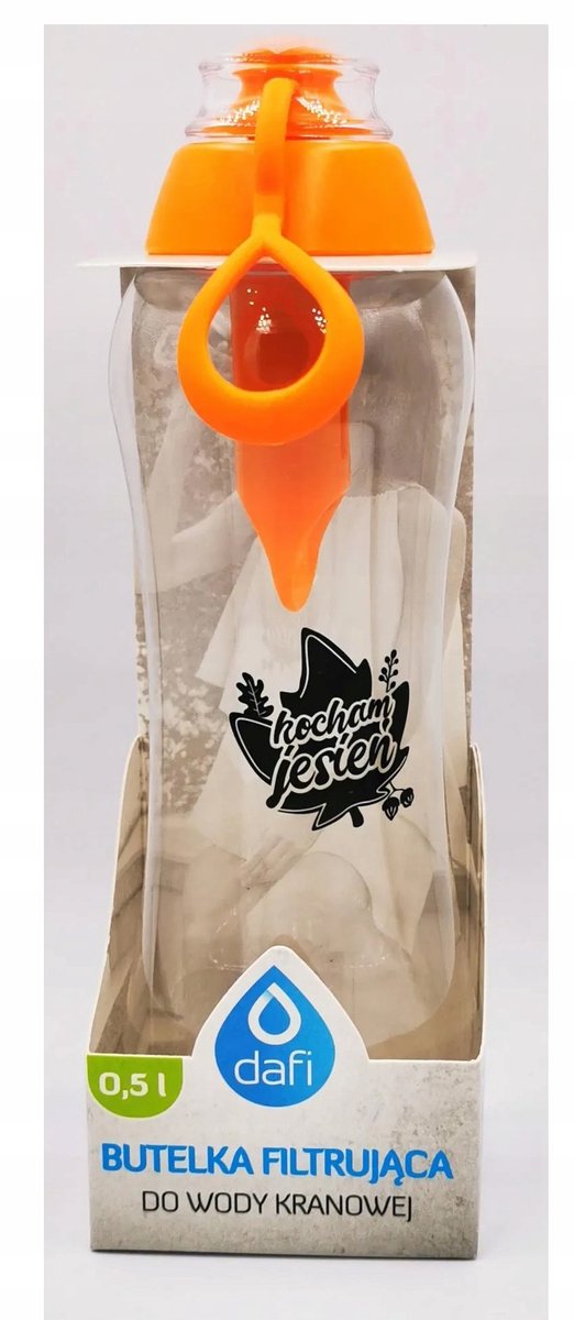 Dafi Soft 0,5L Gele Filterfles met "Ik hou van de herfst" print