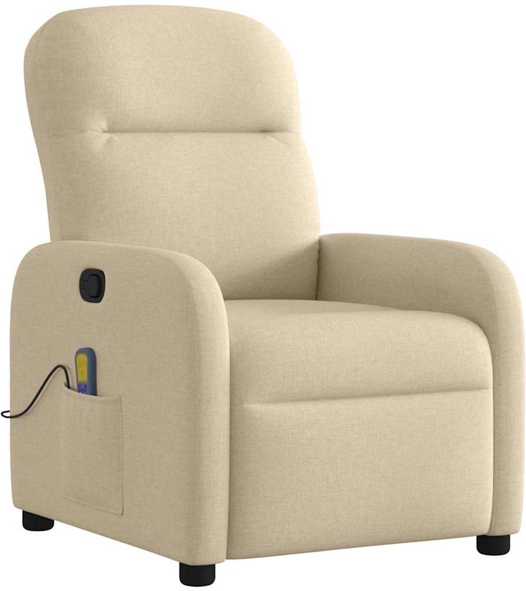 vidaXL Massagestoel - verstelbaar - stof - crèmekleurig