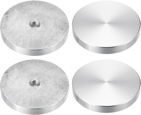 PATIKIL 30 mm ronde vorm aluminium schijf, 4 stuks M8 draad 7 mm dikte hardware aluminium cirkel glazen tafelblad schijf voor glazen tafel, zilver