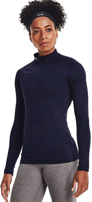 Foto: Under armour coldgear authentics mockneck t shirt met lange mouwen blauw xl vrouw
