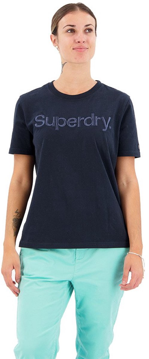 Superdry Tonal T-shirt met geborduurd logo Dames T-shirts Marineblauw