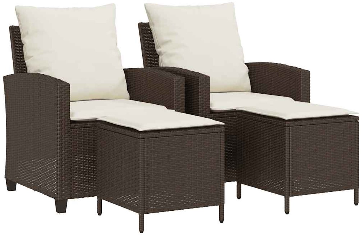 vidaXL - 4-delige - tuinbankset - met - kussens, - bruin - polyrotan