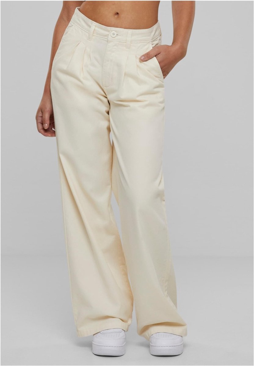 Urban Classics Organic Pleated Cotton Wijde broek Taille 27 inch Beige
