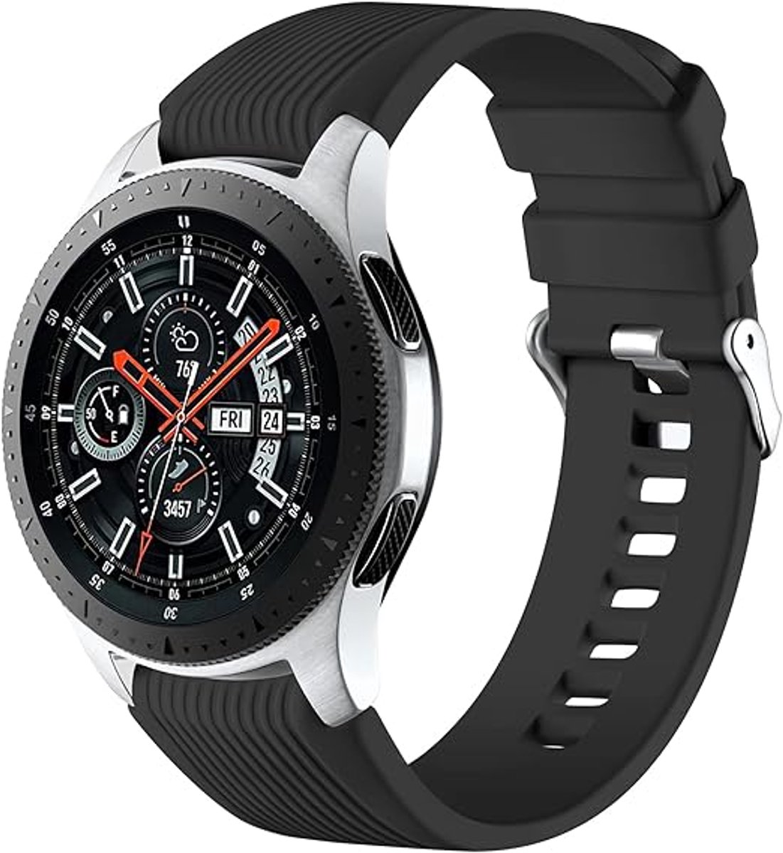 Mast 22 mm siliconen polsbandje compatibel met Geschikt voor Geschikt voor Samsung Gear S4 sport siliconen band 22 mm Samsung Galaxy 46 mm verticale streep siliconen band zachte siliconen sportpolsband heren en dames reserve polsbandje
