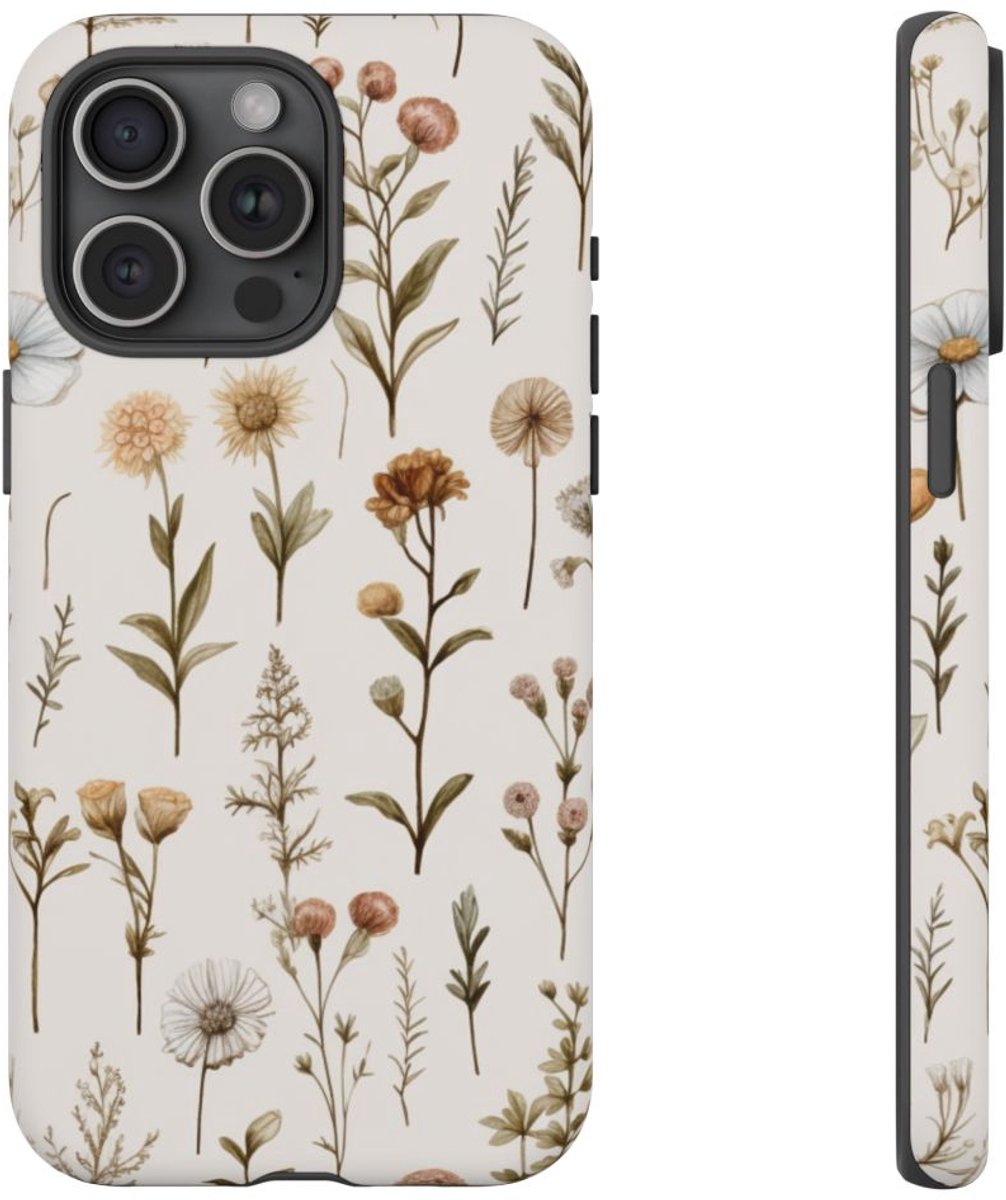 Handgetekende Wilde Bloemen en Kruiden – Telefoonhoesje Geschikt voor iPhone 15 Pro Max