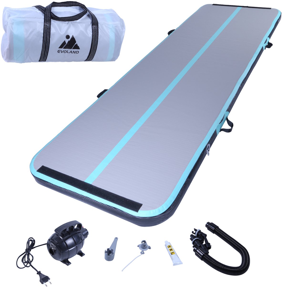 Evoland Turnmat | Airtrack 3 meter | turnmatten | sportmat | gymnastiek | 3m lang x 1m breed x 10cm dik - Mint