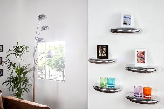 Étagère murale design moderne TEAR 40 cm aluminium argenté - 20405
