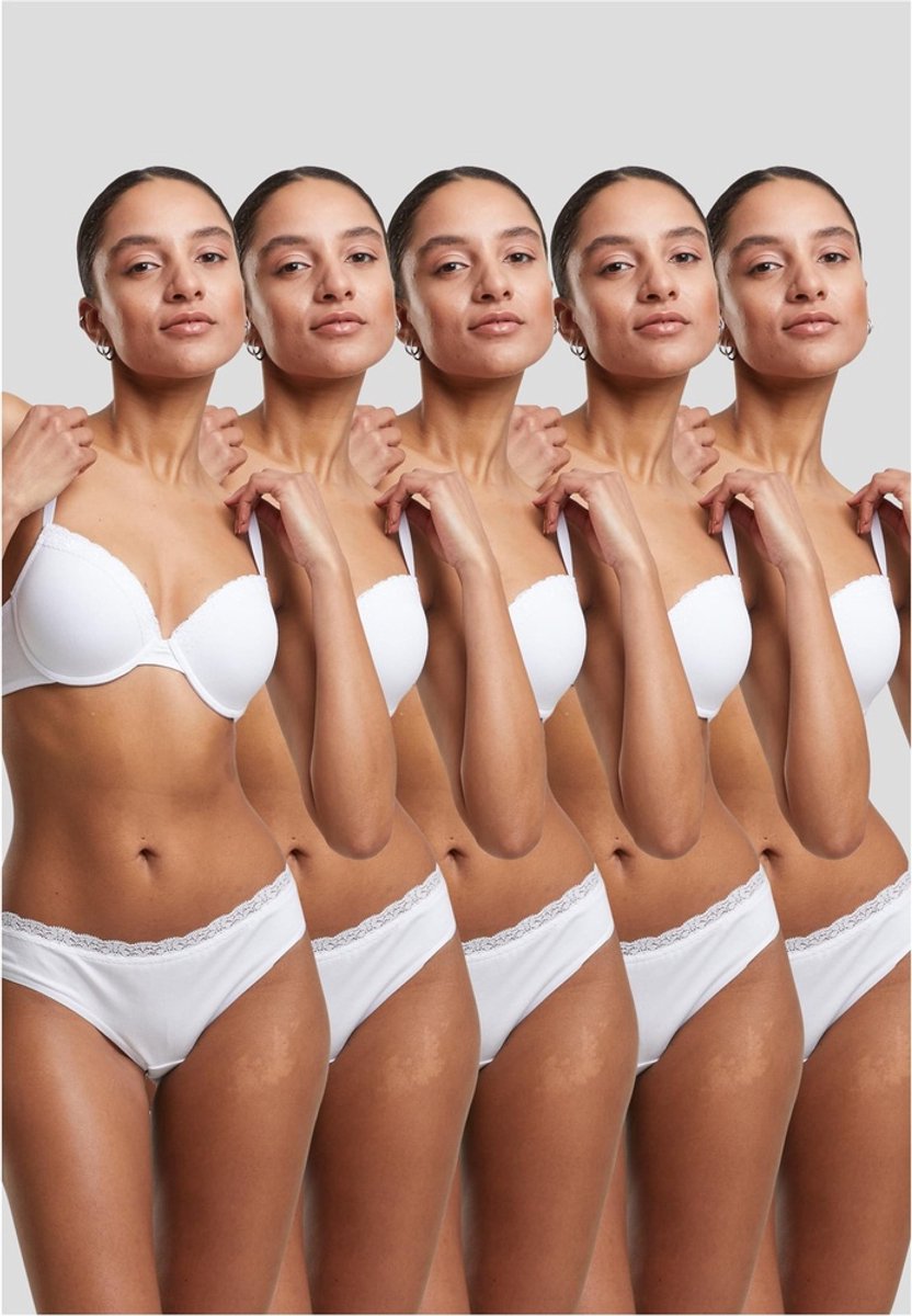 Urban Classics - Basic Cotton Brazilian Lace 5-Pack Slip set - L - Wit
