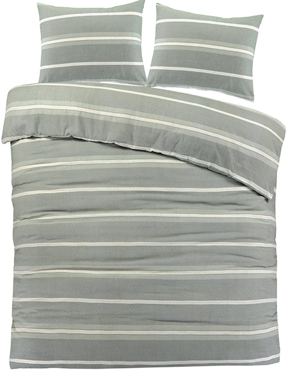 Flanel Dekbedovertrek Seefeld Groen-Lits-jumeaux (240 x 200/220 cm)