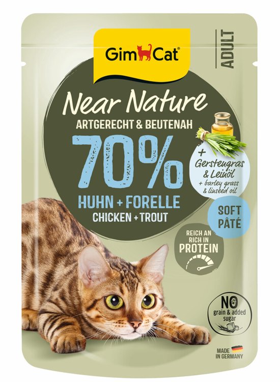 GimCat Kattenvoer Near Nature Kip & Forel - 16 x 85 gr - Voordeelverpakking