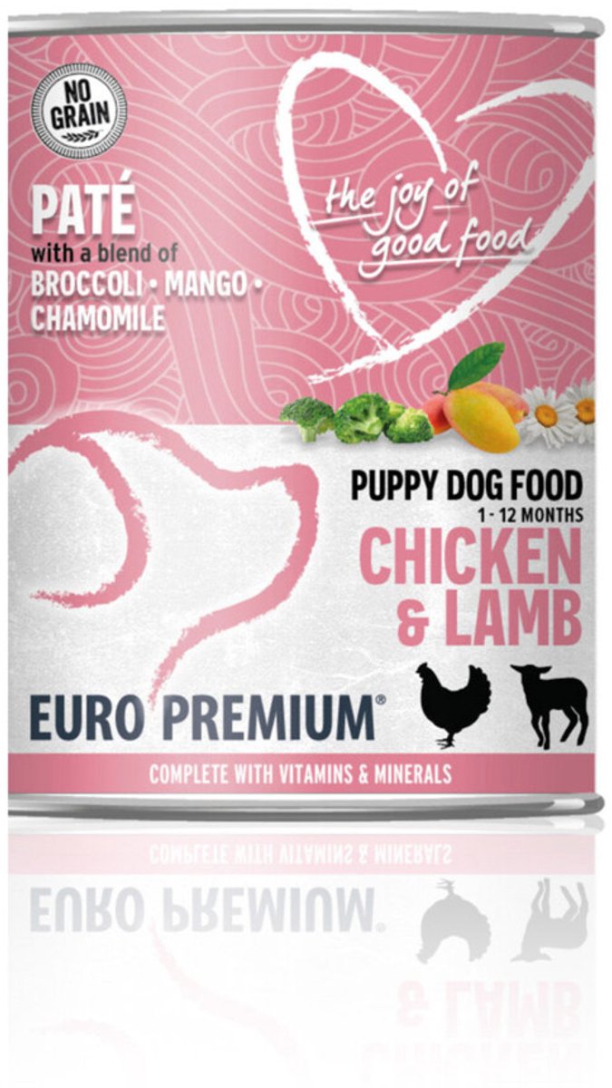 Euro-Premium Paté Puppy Hondenvoer Nat Chicken & Lamb - 6 x 400 gr - Voordeelverpakking