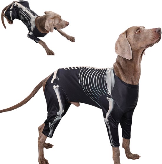 Joya Pets® Verkleedpak Hond Skelet | Halloween Kostuum Grote Honden | Stretch Verkleedkleding | Carnaval Hond | Hondenkostuum | Skeletpak Hond | Verkleed als Skelet | Fotoshoot Outfit Dier | Maat XXXL