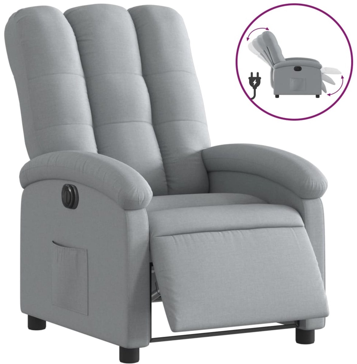 vidaXL Fauteuil - elektrisch - verstelbaar - stof - lichtgrijs