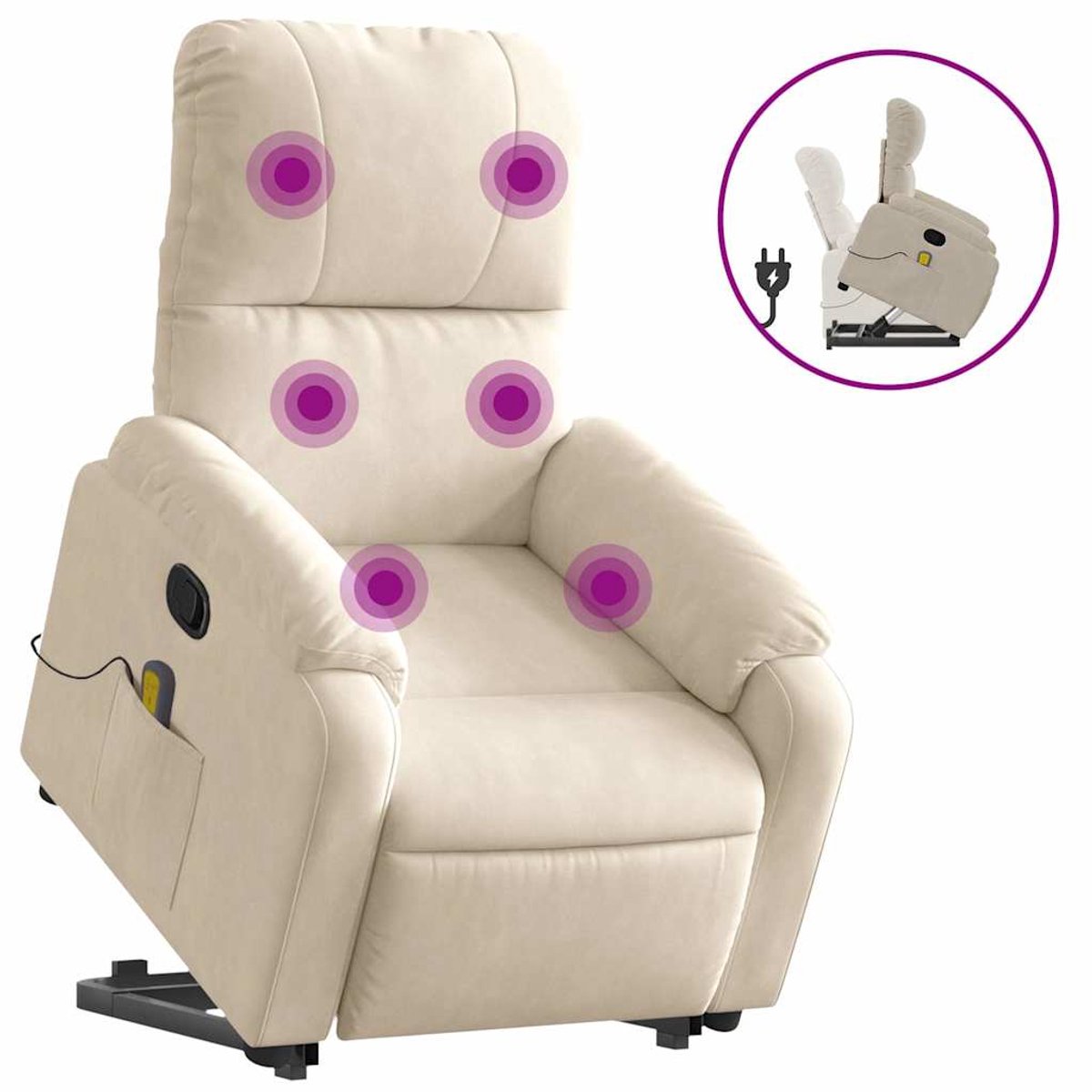 vidaXL Sta-op-massagestoel - verstelbaar - microvezelstof - beige