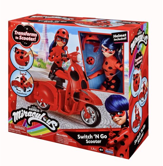 Bandai Namco Miraculous Scooter + Pop Ladybug - Speelset met 26 cm pop van Merkloos — afbeelding 3