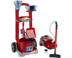 foto van Vileda Speelgoed stofzuiger en schoonmaakkar - 29 x 24 cm - Rood - Schoonmaakset kinderen
