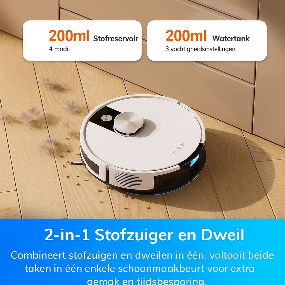 Afbeelding 3 van ILife A12 Pro - Robotstofzuiger met dweilfunctie - 60 Dagen Handsfree - 3000Pa - Zelfstandig laden en legen - LDS navigatie - 140 min