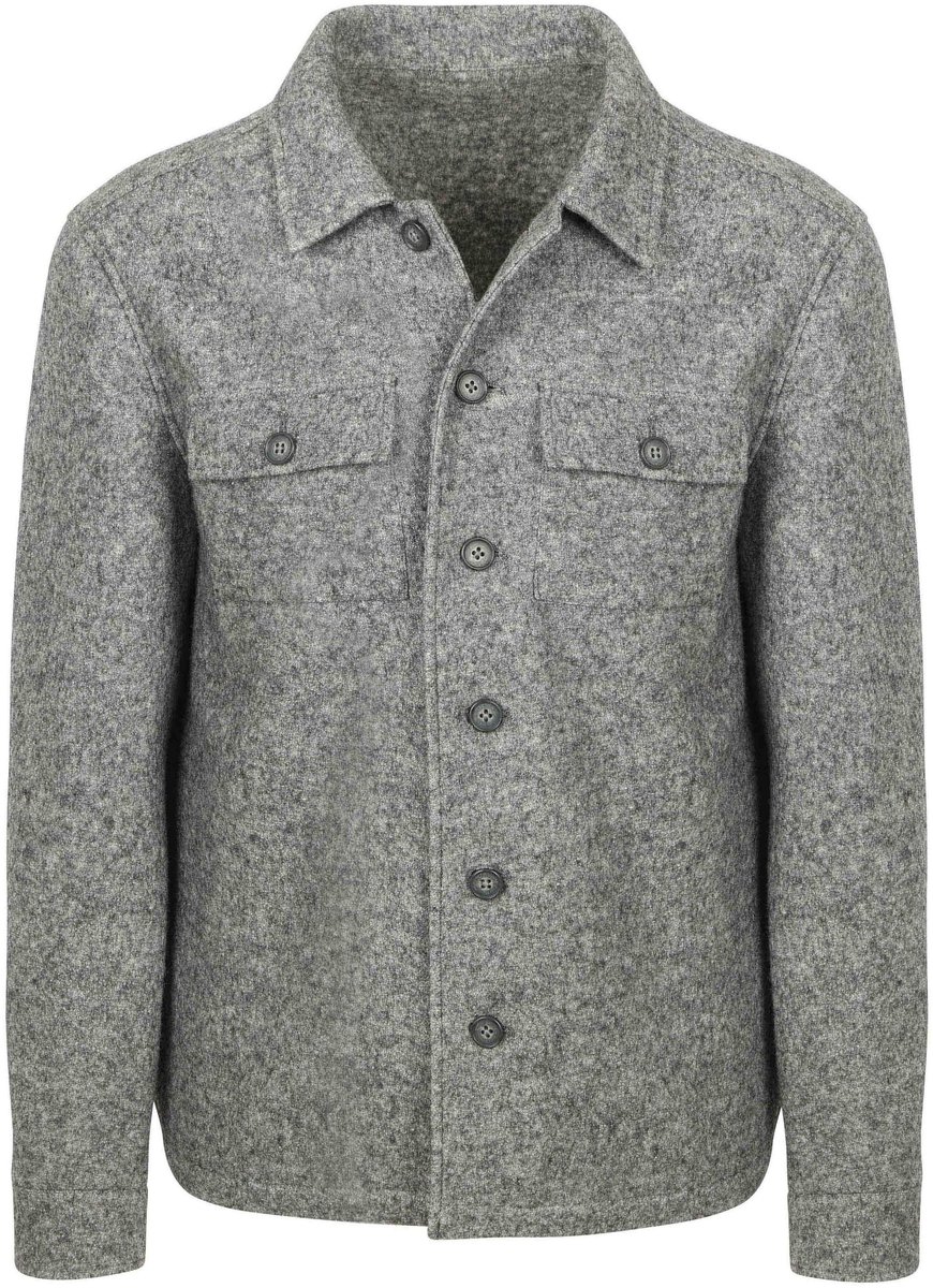 Suitable Overshirt Boiled Wool Blend Grijs - Maat L - Heren