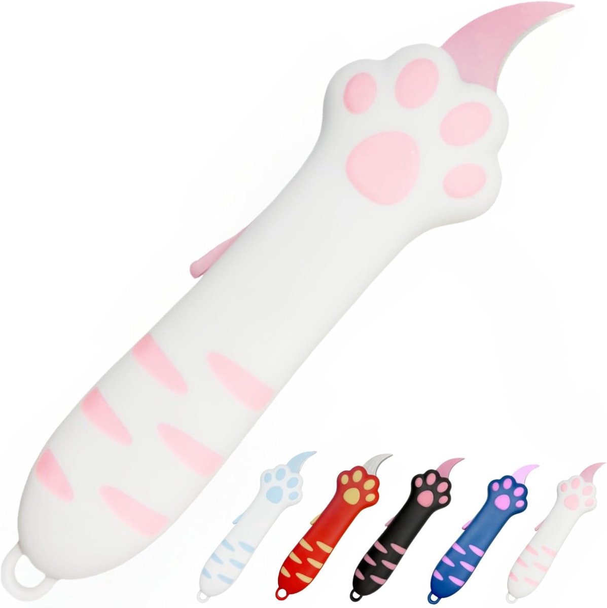Handgemaakt mes - Kattenklauw papiersnijder - Telescopisch kattenklauwmes - Schattige kattenhuispapiersnijder - Draagbaar telescopisch kattenmes - Roze